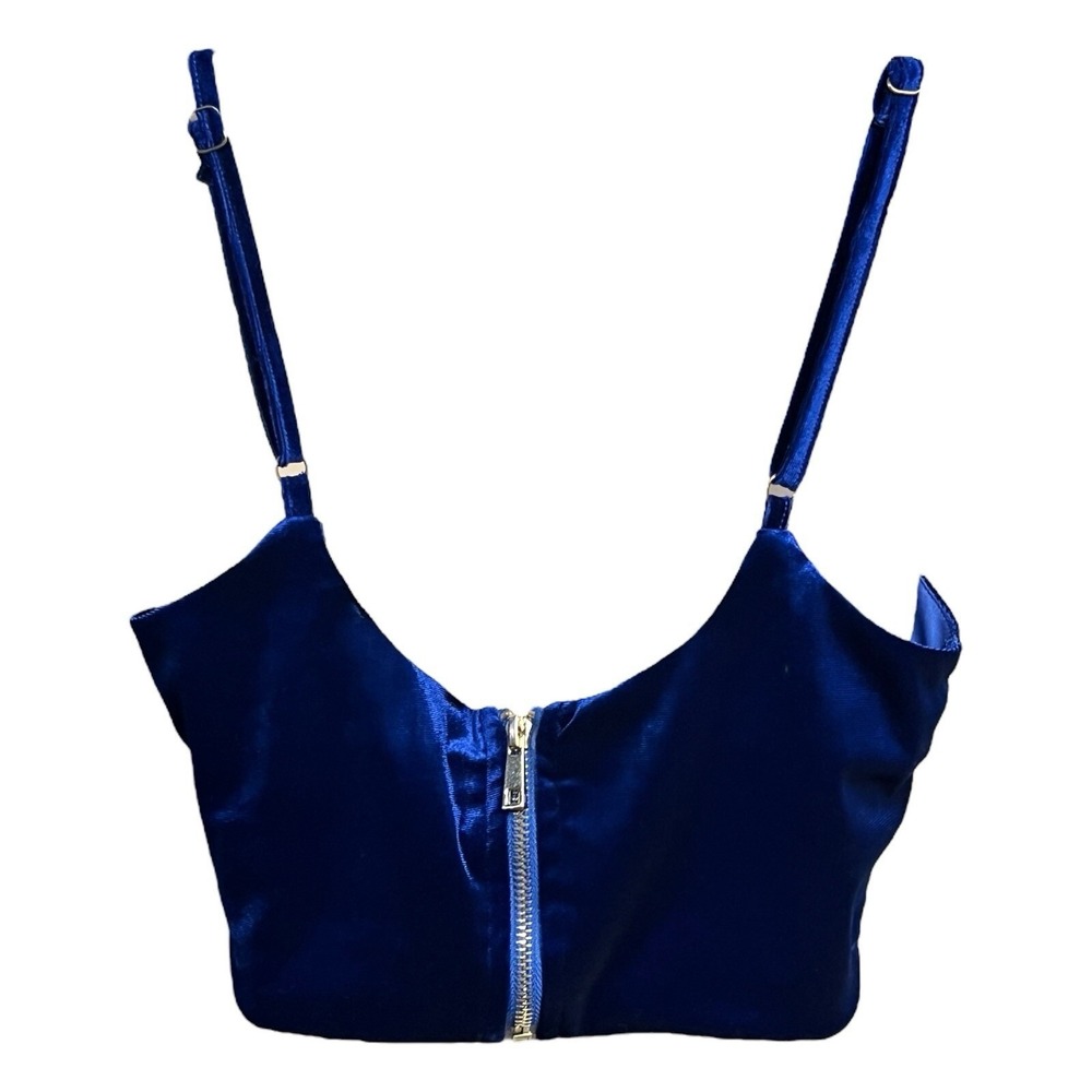 Akira Mia Luxe 2PC Outfit‎ Set Size M Cobalt Blue Velvet Rhinestone Glam Party - Picture 6 of 16